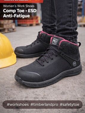 Timberland PRO Work Shoes Women 8.5 Black Pink Comp Toe ESD